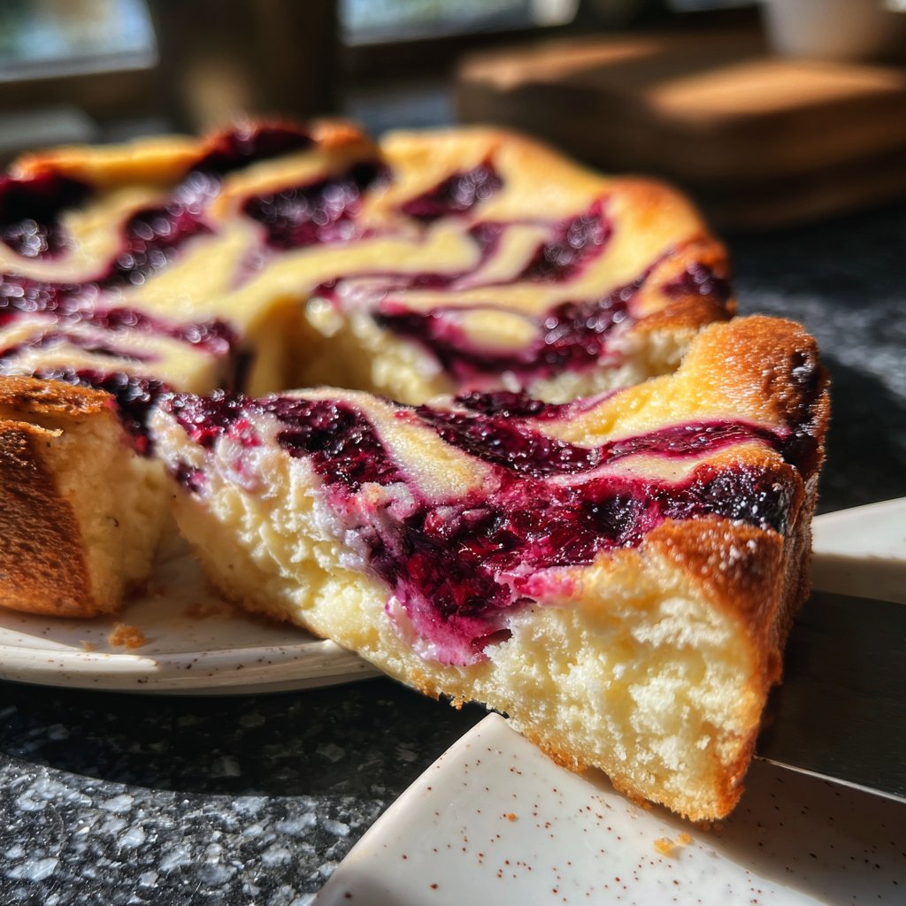 Käsekuchen mit Beeren-Swirl