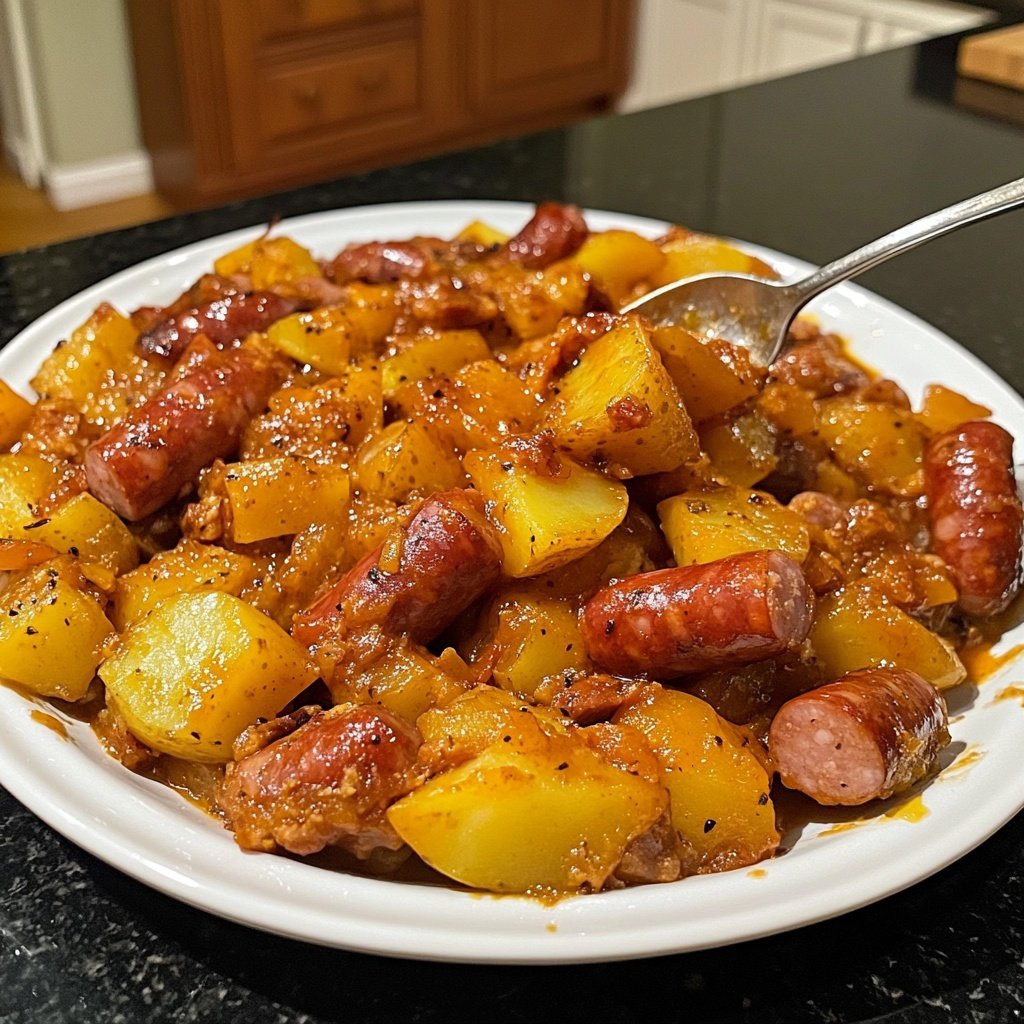 Kartoffelgulasch mit Würstchen
