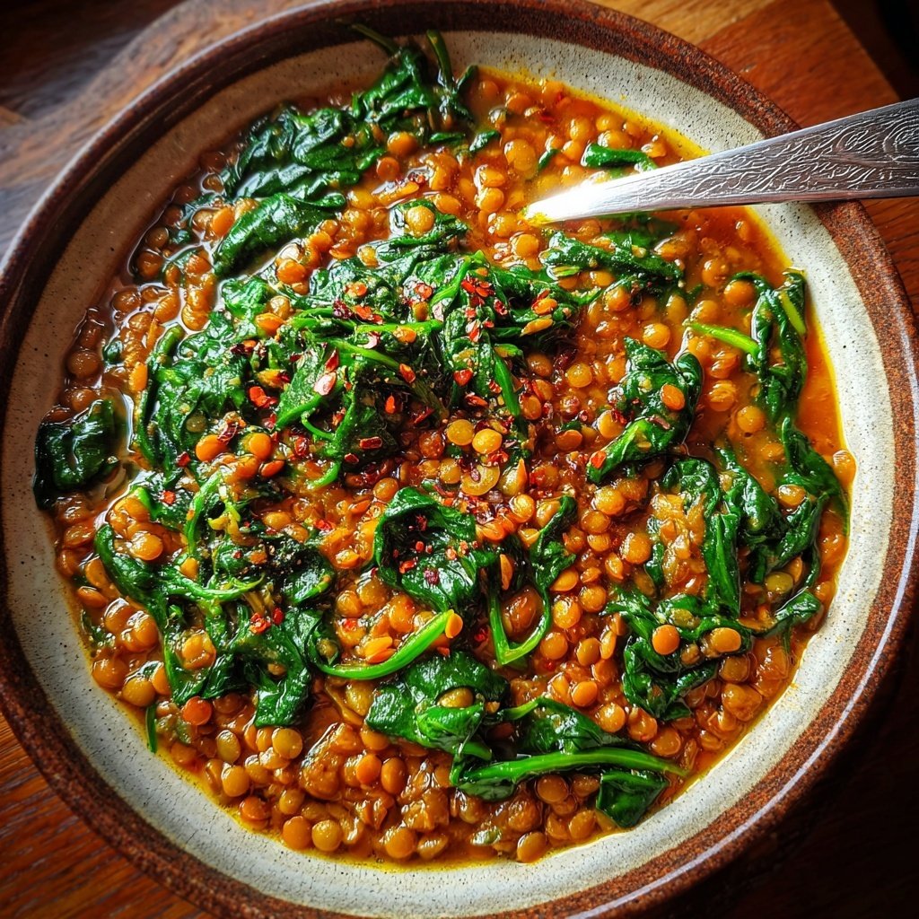 Kalorienarme Linsenpfanne Mit Spinat