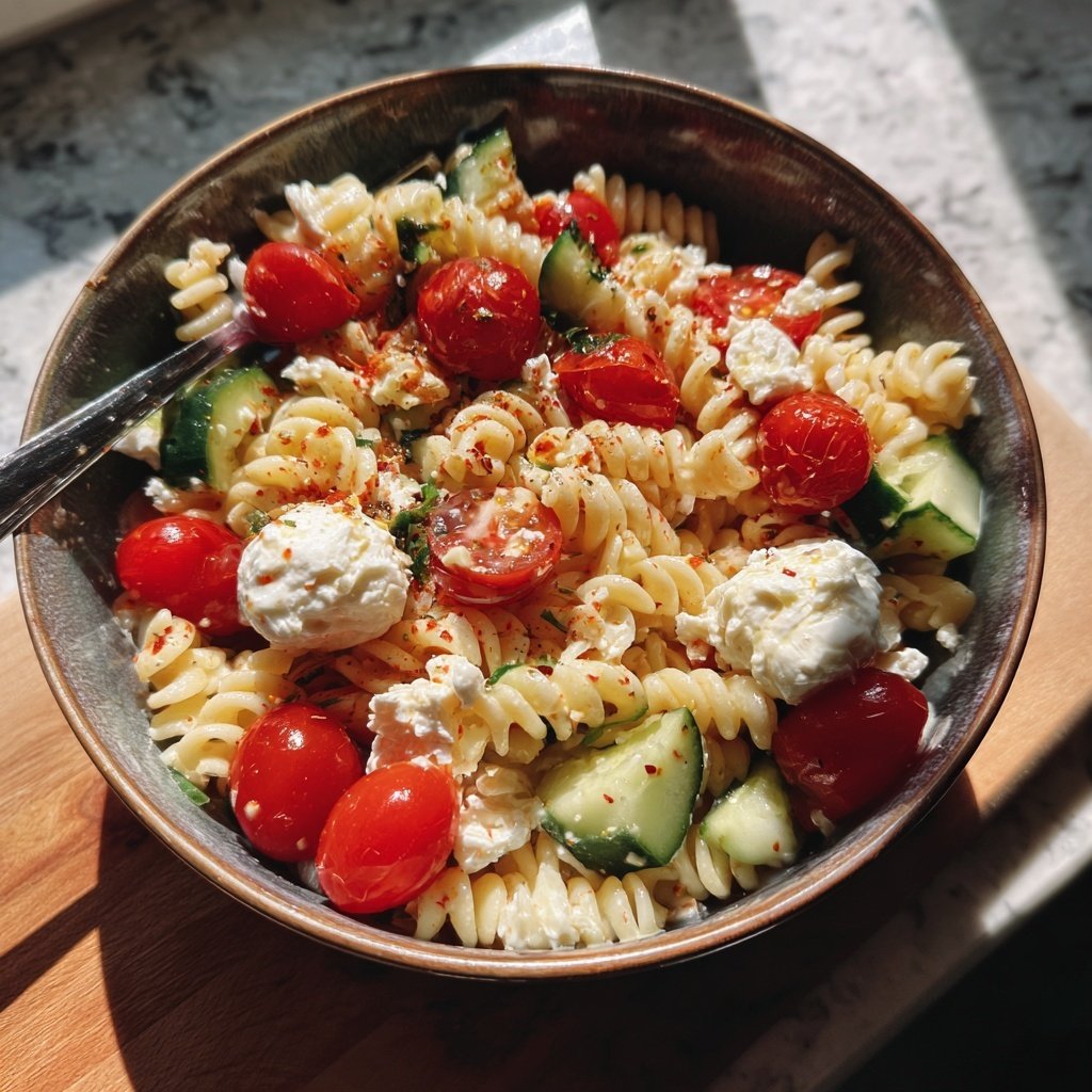Mediterraner Nudelsalat Mit Mozzarella