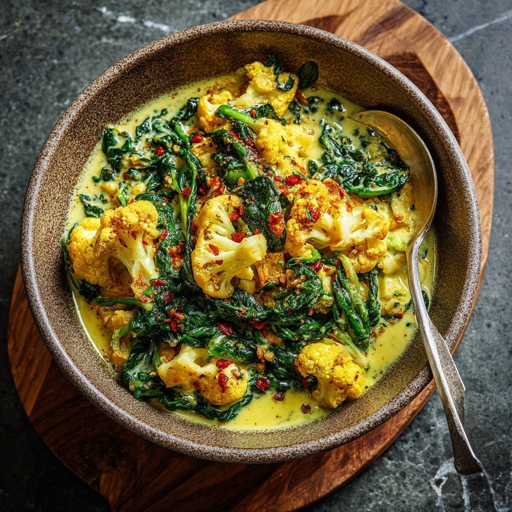 Blumenkohl Curry Mit Spinat